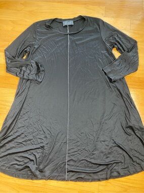 Ozai N Ku center Seam Tunic Shift Dress size XL, black, long sleeve